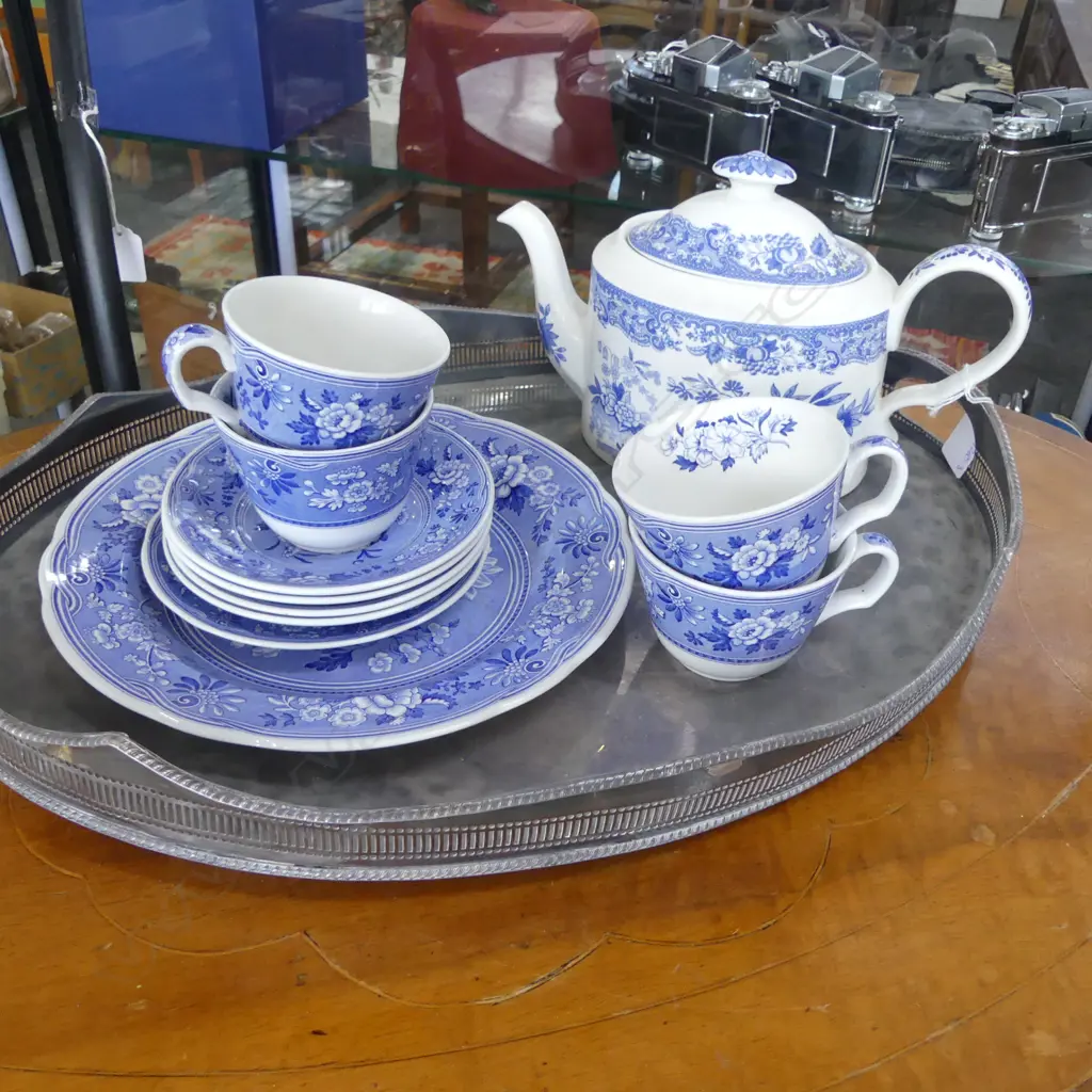 SPODE 'BLUE ROOM COLLECTION' PART TEA SERVICE; TEAPOT, 4 C/S etc Image 1++
