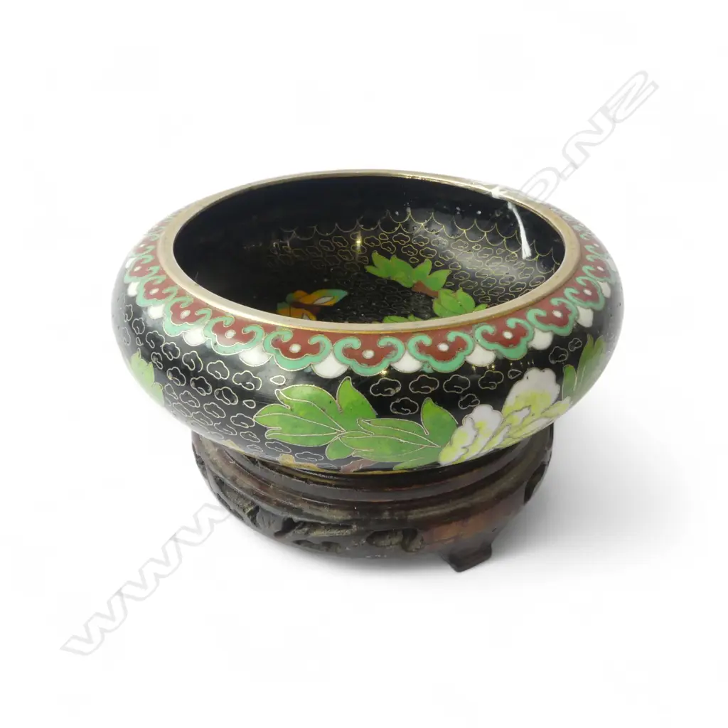 CLOISONNE BOWL ON STAND 155mm dia Image 1++