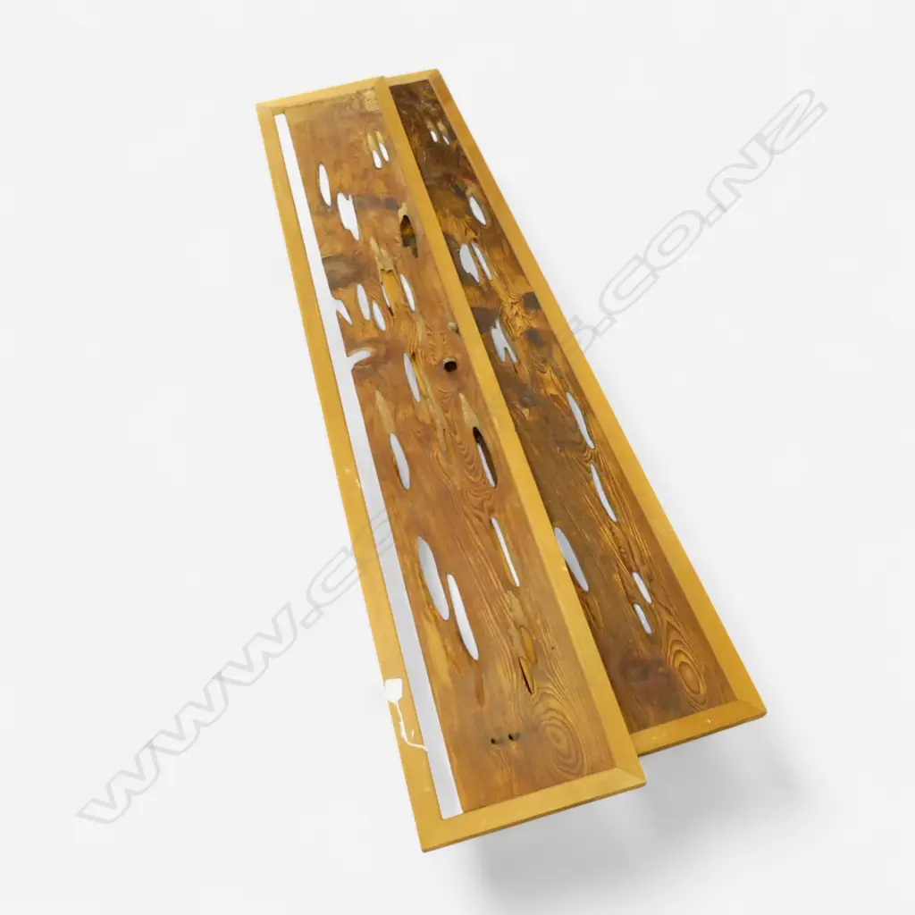 2 JAPANESE LONG FRAMED CEDAR pierced PANELS L.1850mm Image 1++