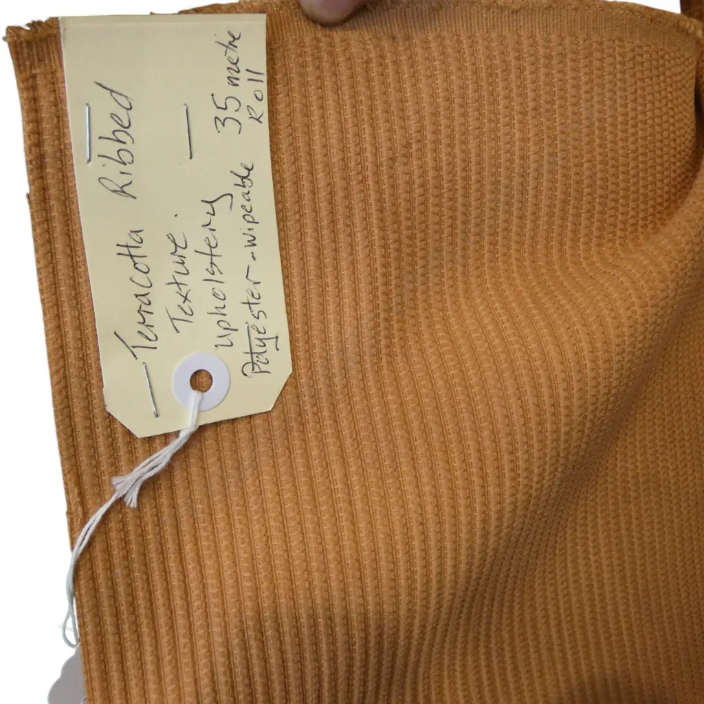 FABRIC BOLT; TERRACOTTA RIBBED TEXTURE UPHOLSTERY, 35M Image 1++