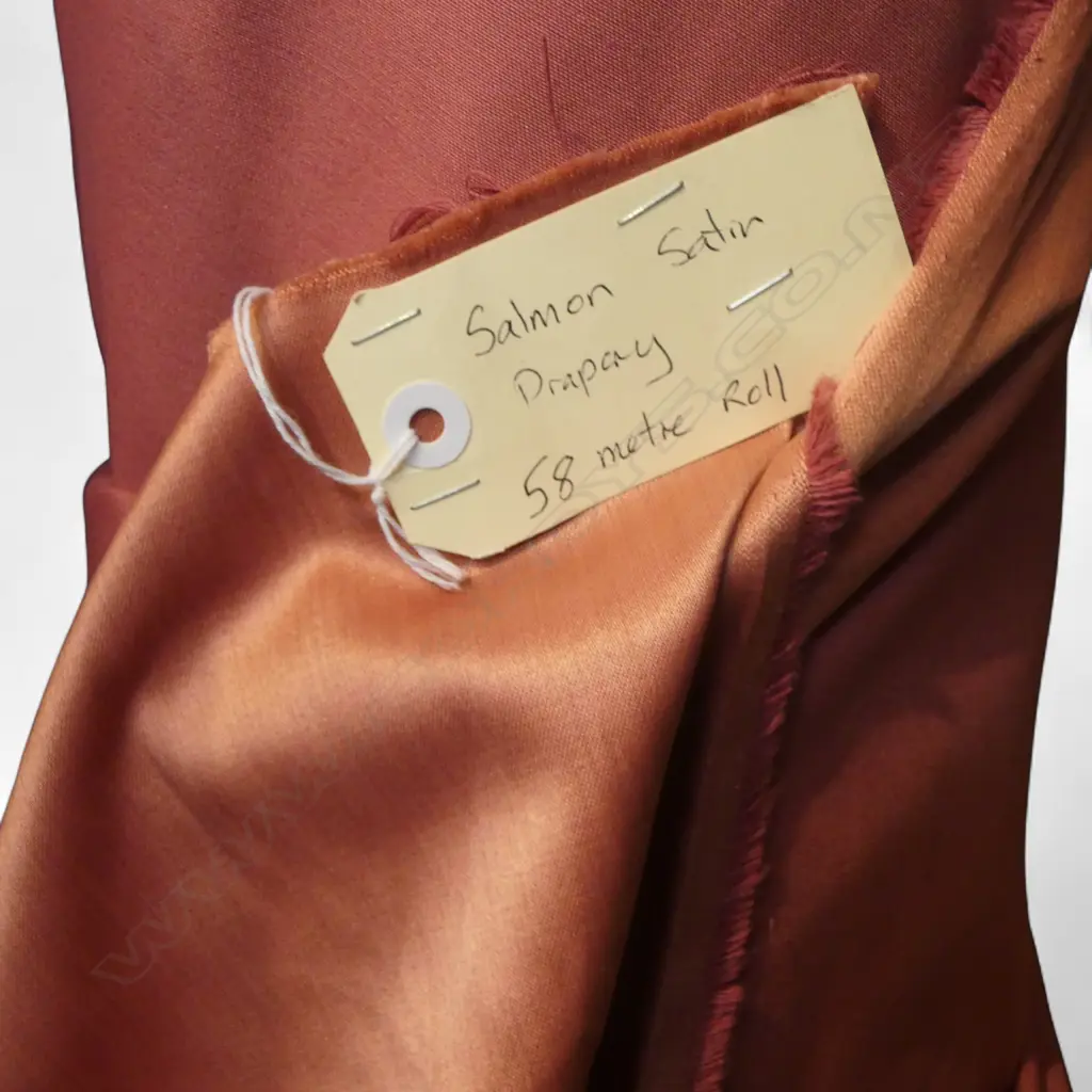 FABRIC BOLT; SALMON SATIN DRAPERY, 58M Image 1++
