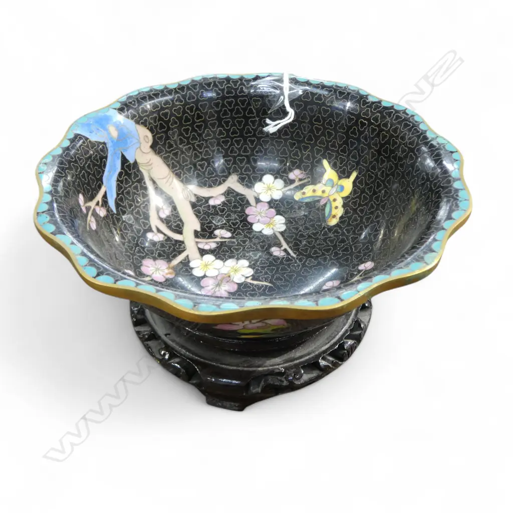 CLOISONNE BOWL ON STAND 180mm dia Image 1++