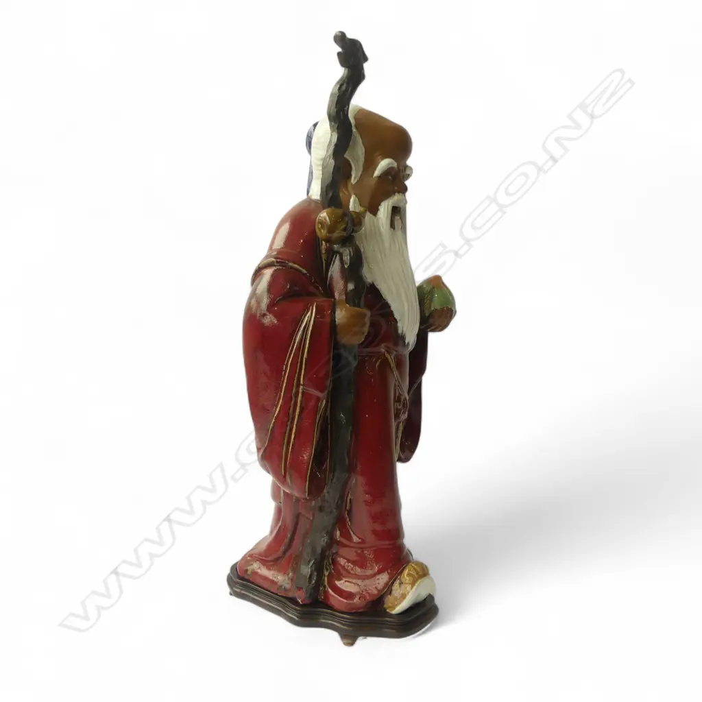 LGE CHINESE SHIWAN STONEWARE POTTERY SCULPTURE of SHOU XING well modelled expressive features. H.660mm. Image 1++