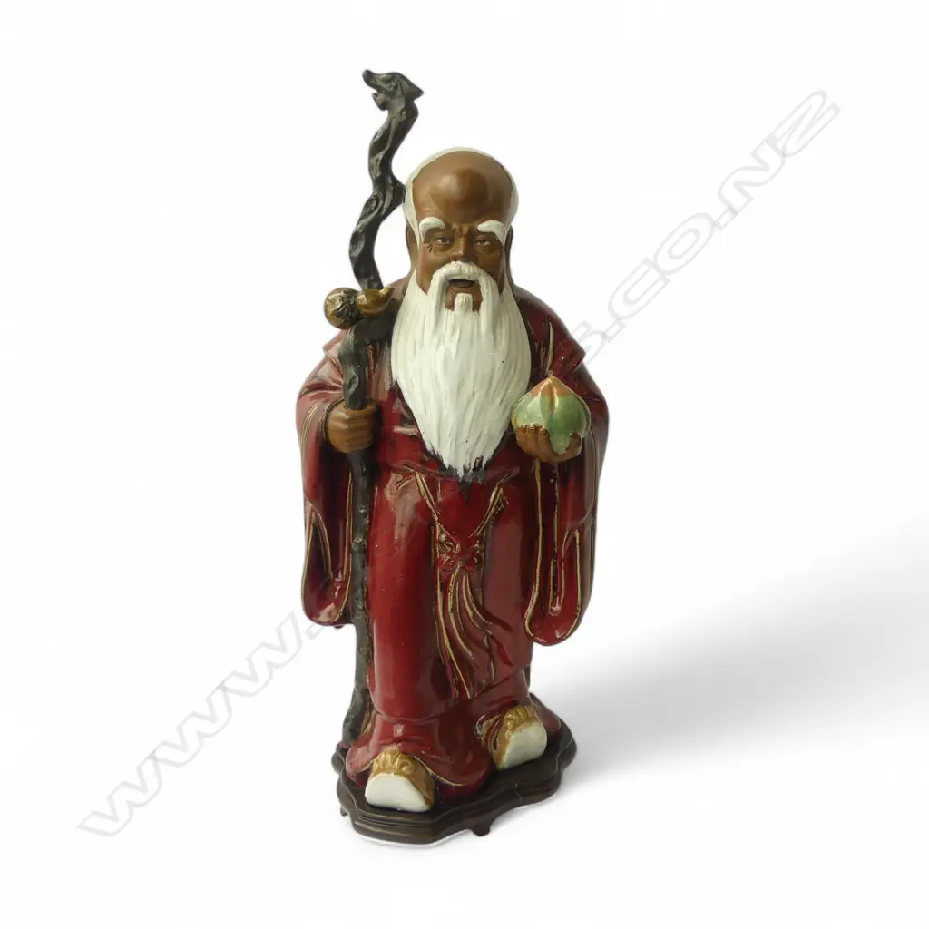 LGE CHINESE SHIWAN STONEWARE POTTERY SCULPTURE of SHOU XING well modelled expressive features. H.660mm. Image 1++