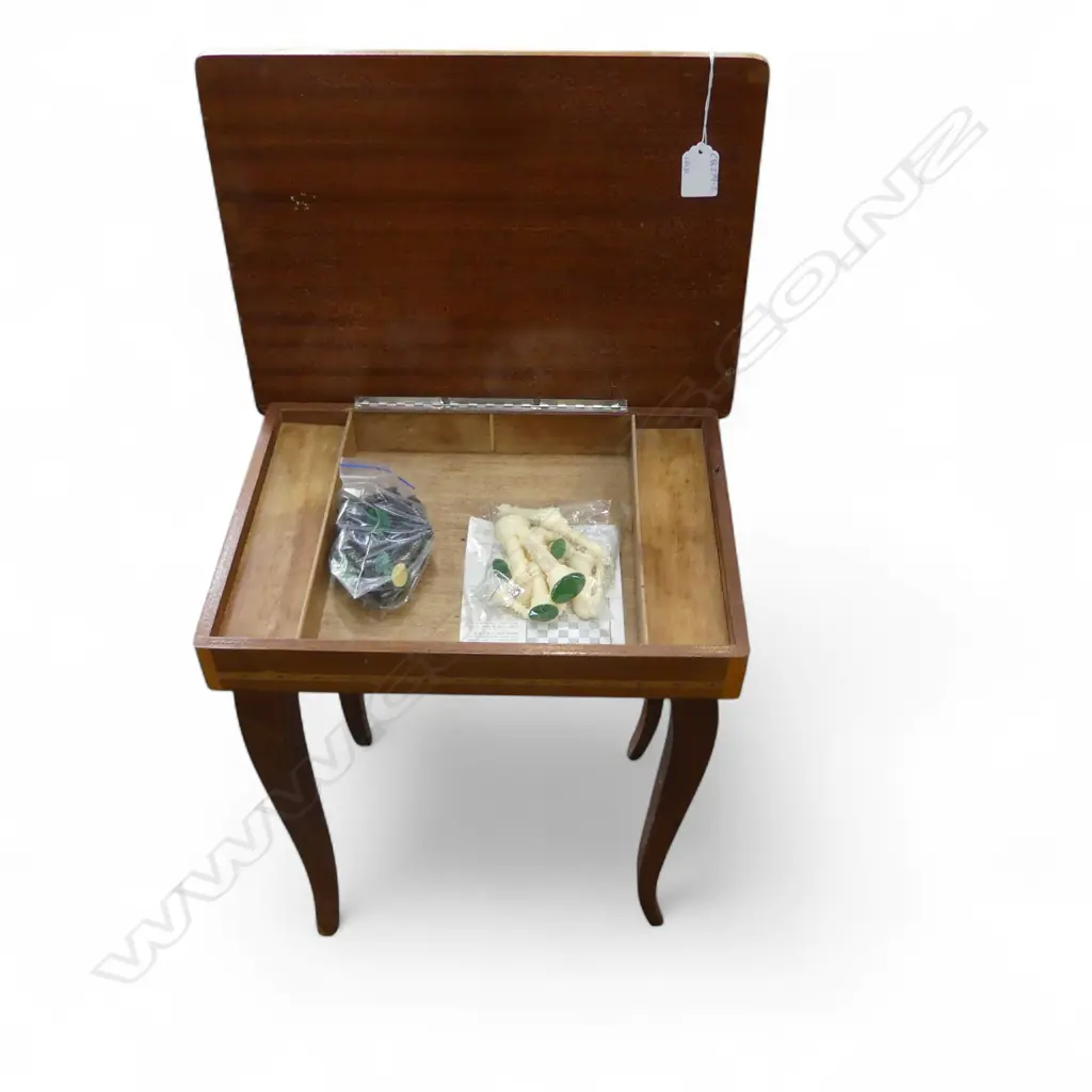 SMALL INLAID GAMES/MUSIC TABLE 370x270x440mm chess pieces Image 1++