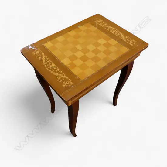 SMALL INLAID GAMES/MUSIC TABLE 370x270x440mm chess pieces