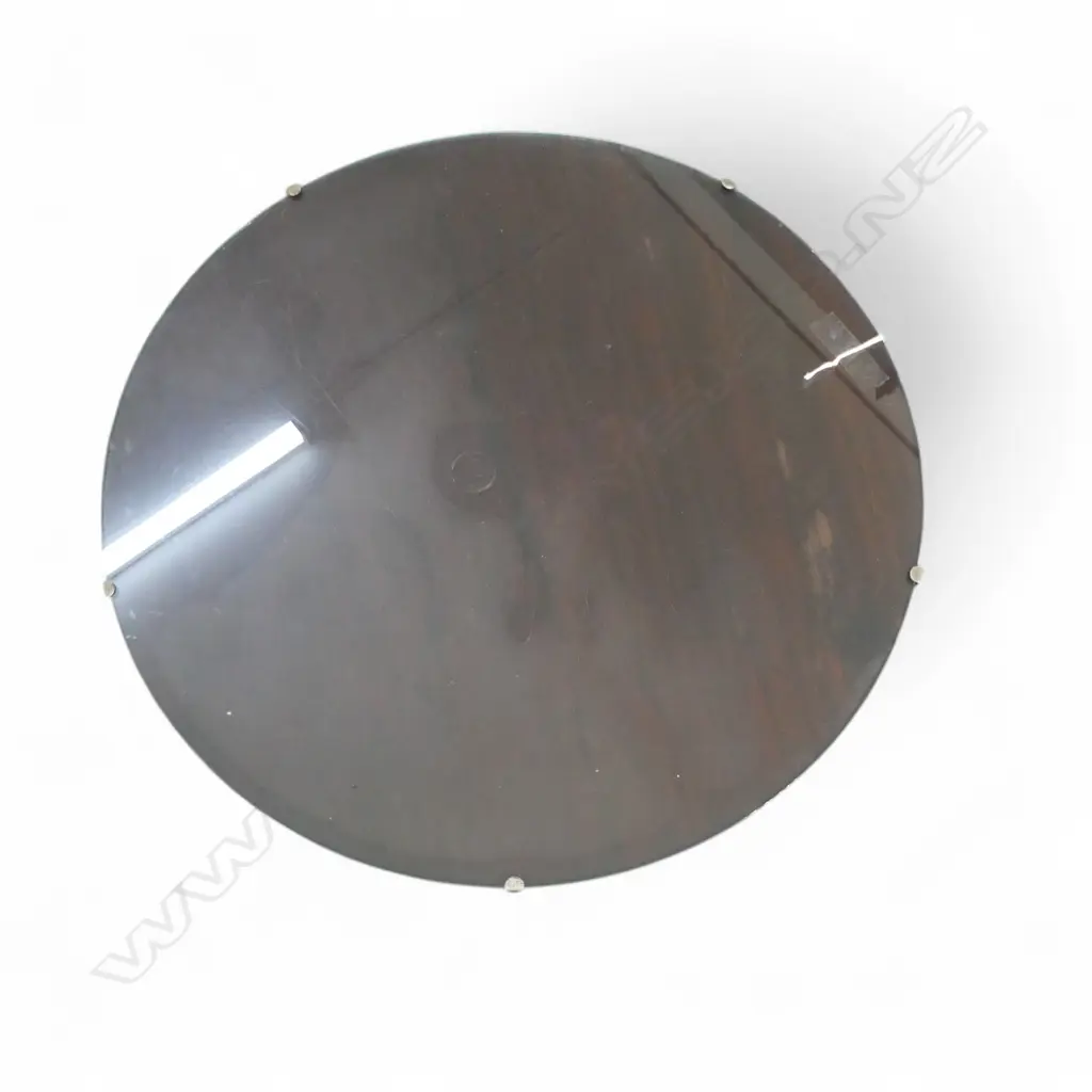 STAINED PINE GLASS TOP SIDE TABLE H.505mm, 460mm dia Image 1++