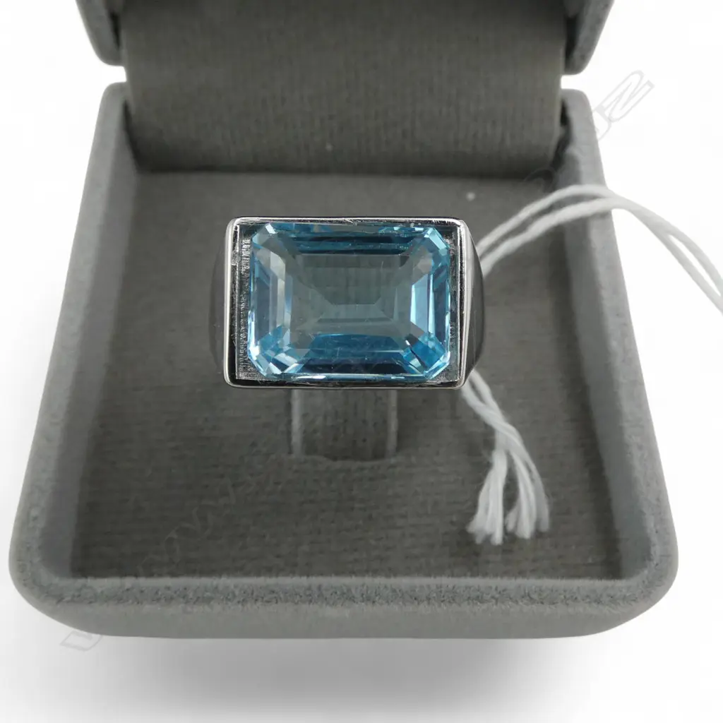 SILVER TOPAZ SET RING, ADJUSTABLE SIZE, stone glued in Image 1++