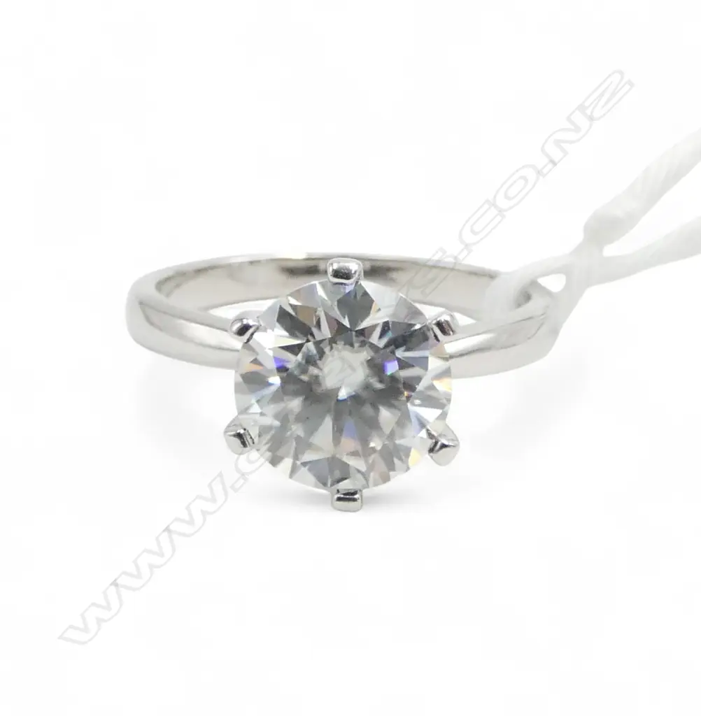 925 RING w. 3CT MOISSANITE, SIZE P1/2 + CERTIFICATE Image 1++