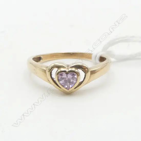 9CT PINK CZ RING, 1.5gms SIZE P