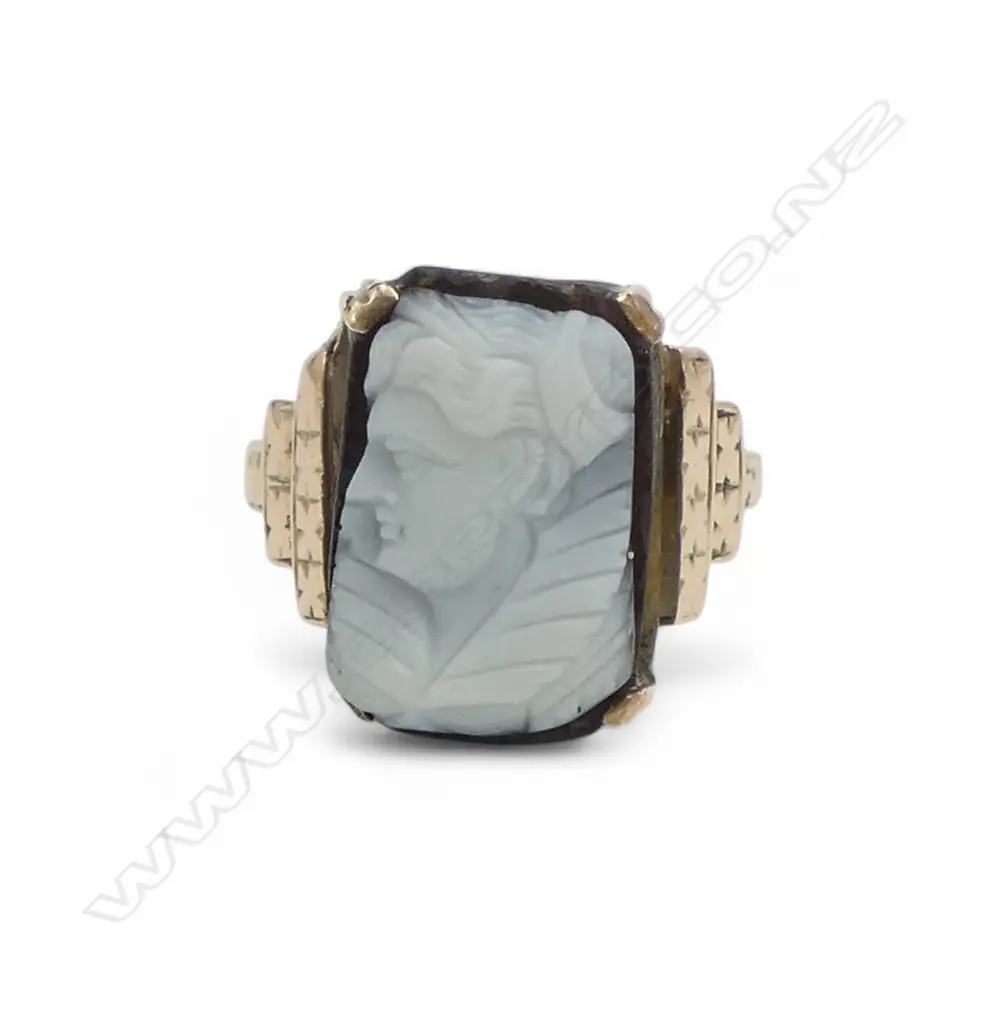 9CT ROSE GOLD AND CAMEO RING 4.27gms SIZE H Image 1++