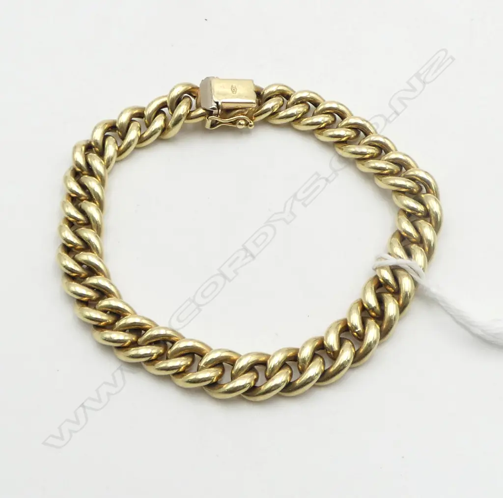14ct YELLOW GOLD CURB LINK BRACELET 14.6gms Image 1++