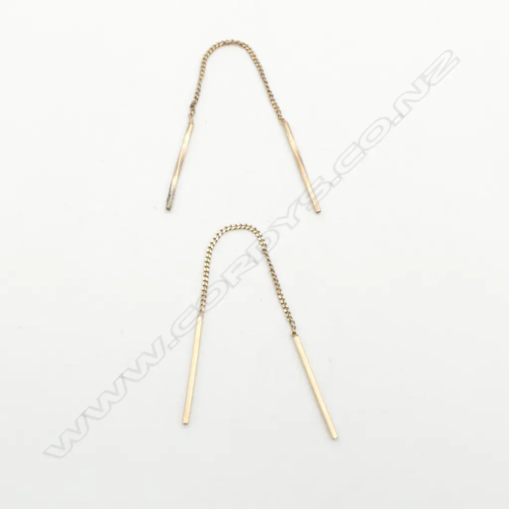 PR 9ct FINE THREADS EARRINGS 1gm Image 1++