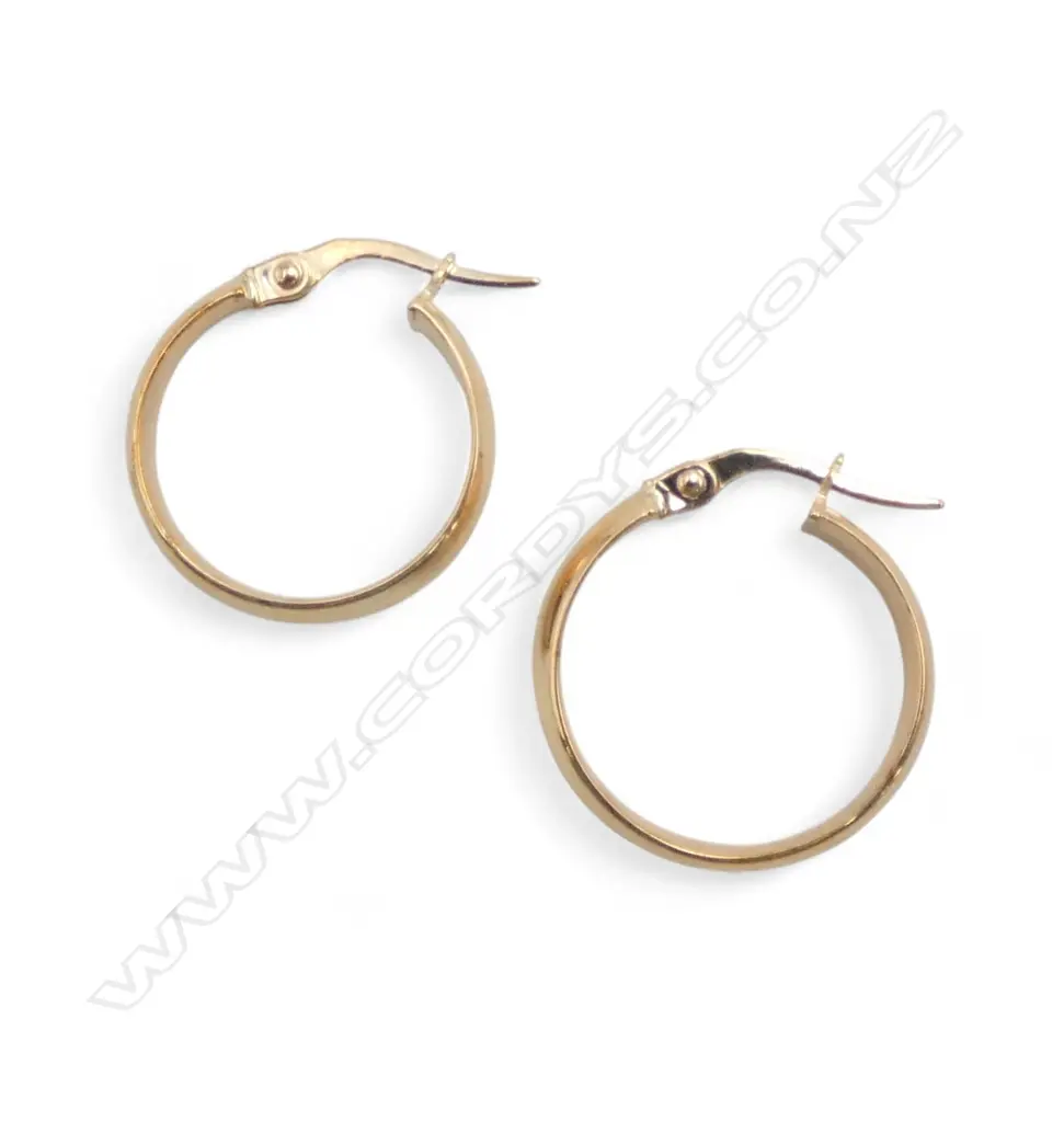 PR 9ct HOOP EARRINGS, 1.8gm Image 1++