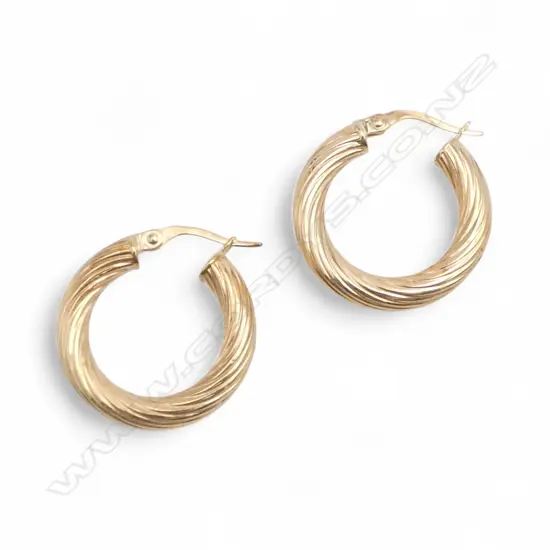 PR 9ct HOOP EARRINGS, 1.9gm