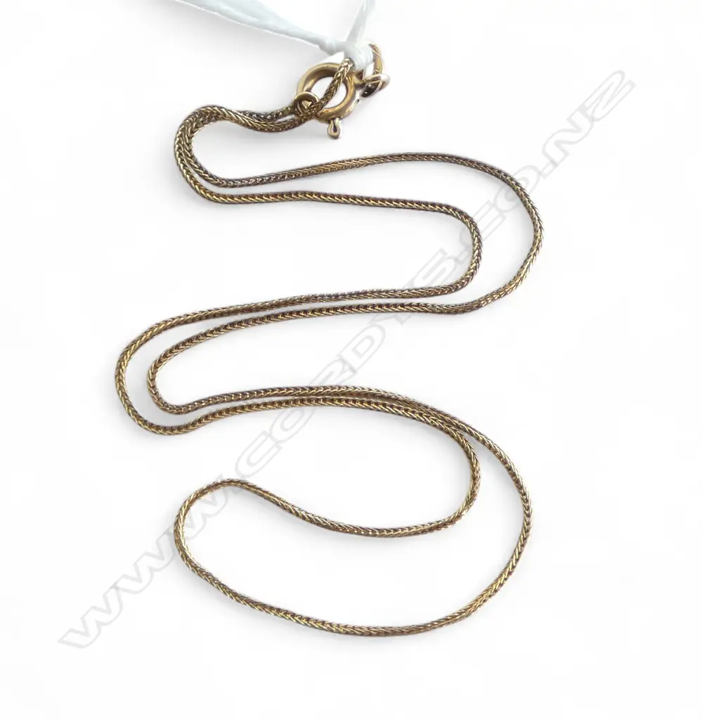 18ct YELLOW GOLD FOX-TAIL LINK NECK CHAIN L.480mm 2.26gms Image 1++