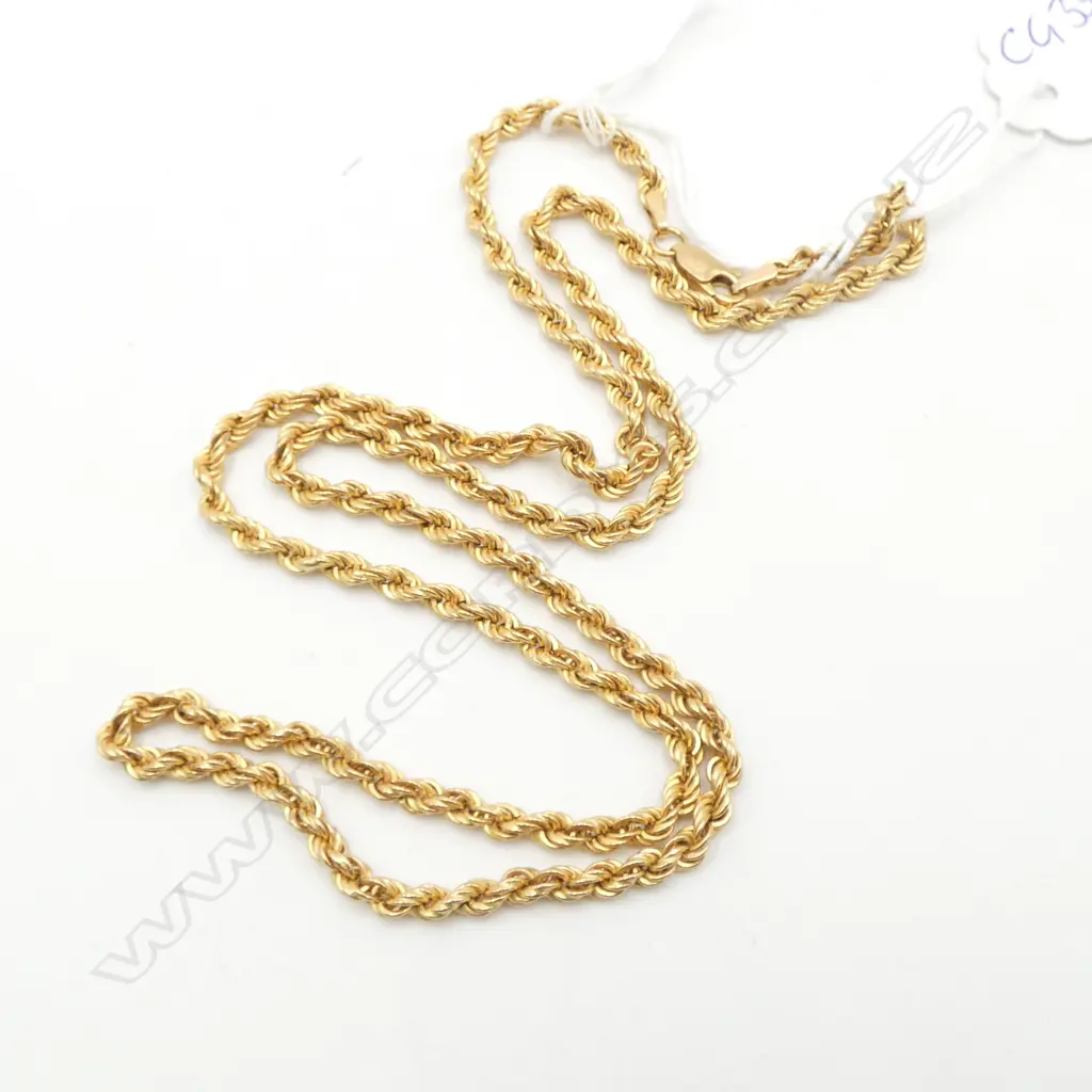 9ct YELLOW GOLD ROPE TWIST NECK CHAIN L.540mm 9.46gms Image 1++