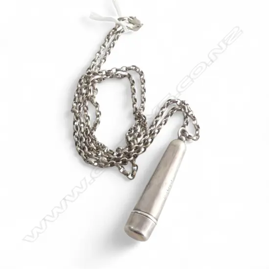 STG SILVER NECKLACE w. CIGARETTE PIPE PENDANT 20gms