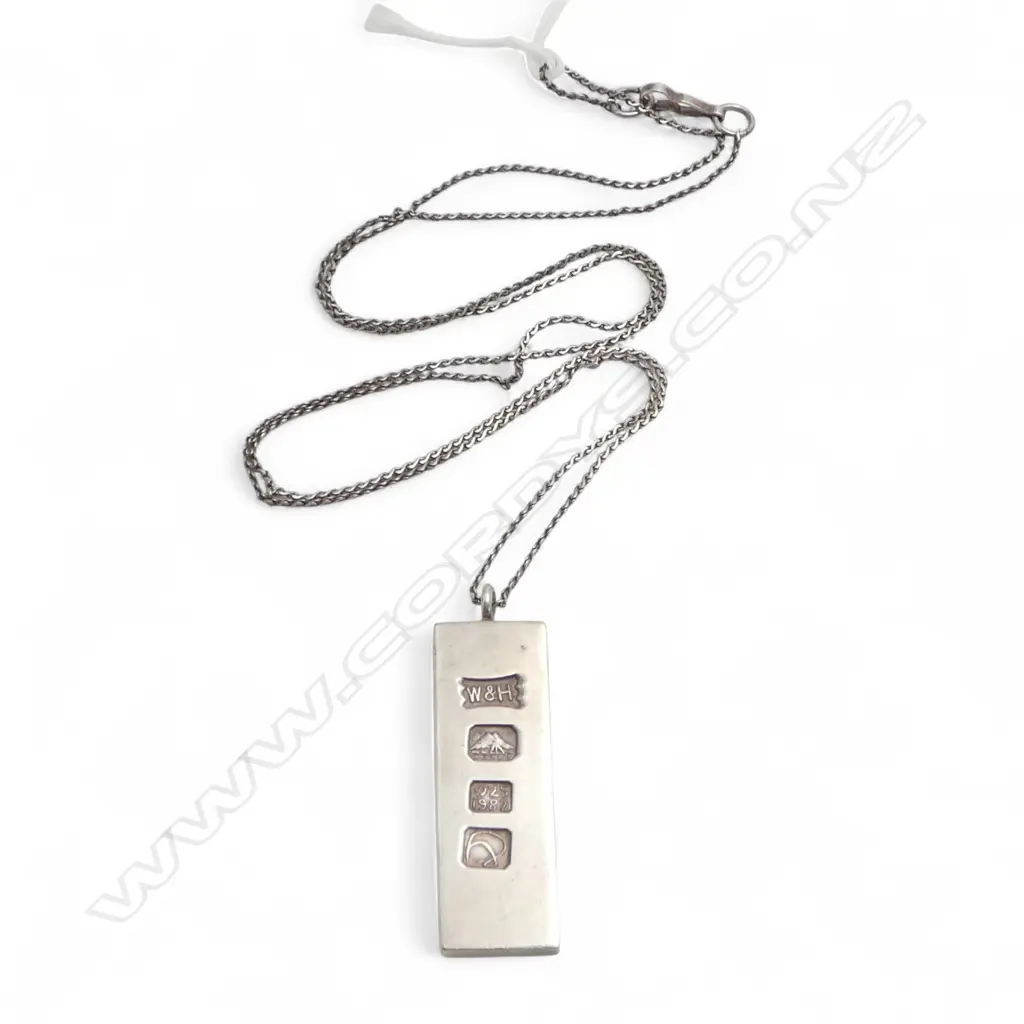 S/SILVER INGOT PENDANT ON CHAIN 20GMS Image 1++