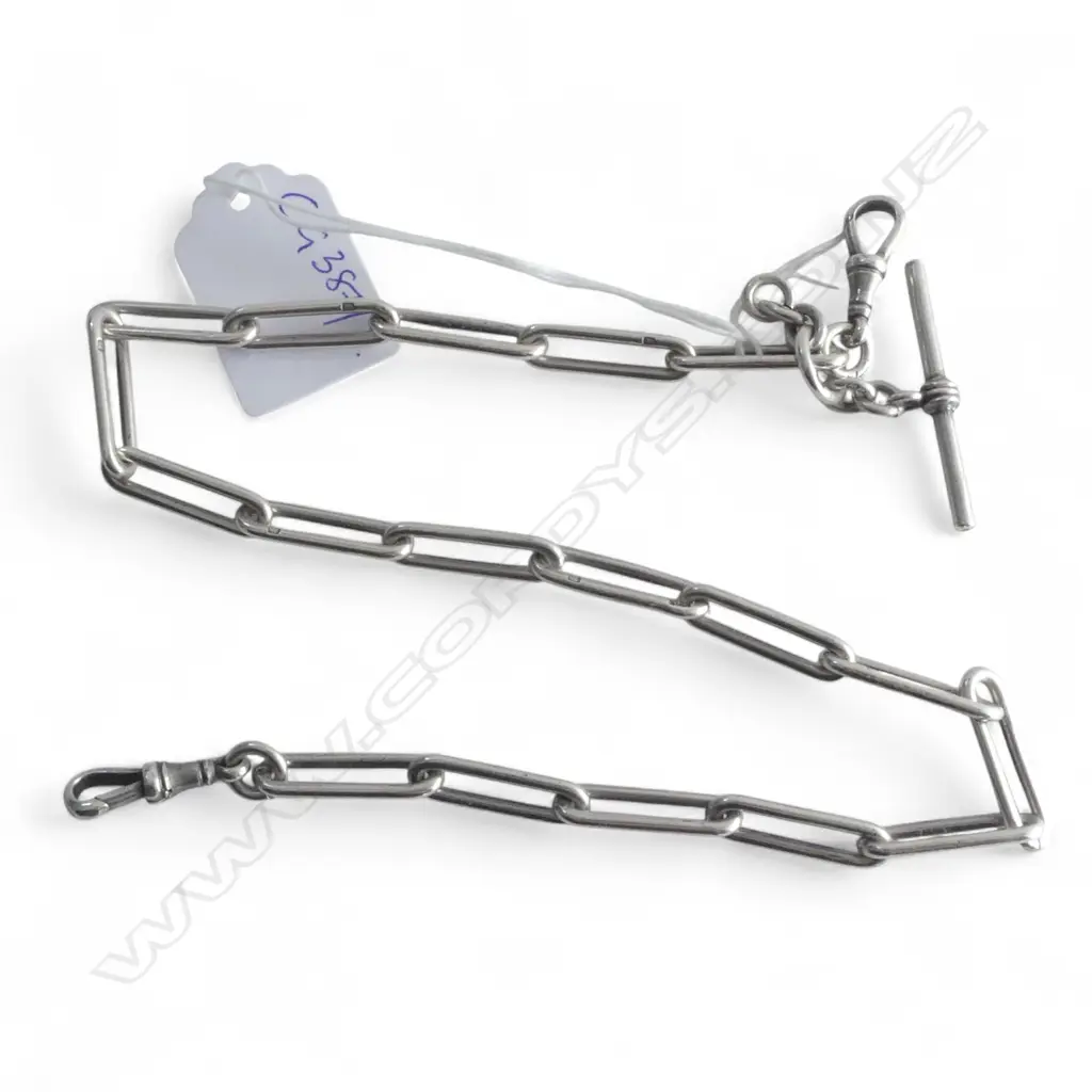 OLD LG LINK STG SILVER FOB CHAIN L.425mm, 48gms Image 1++