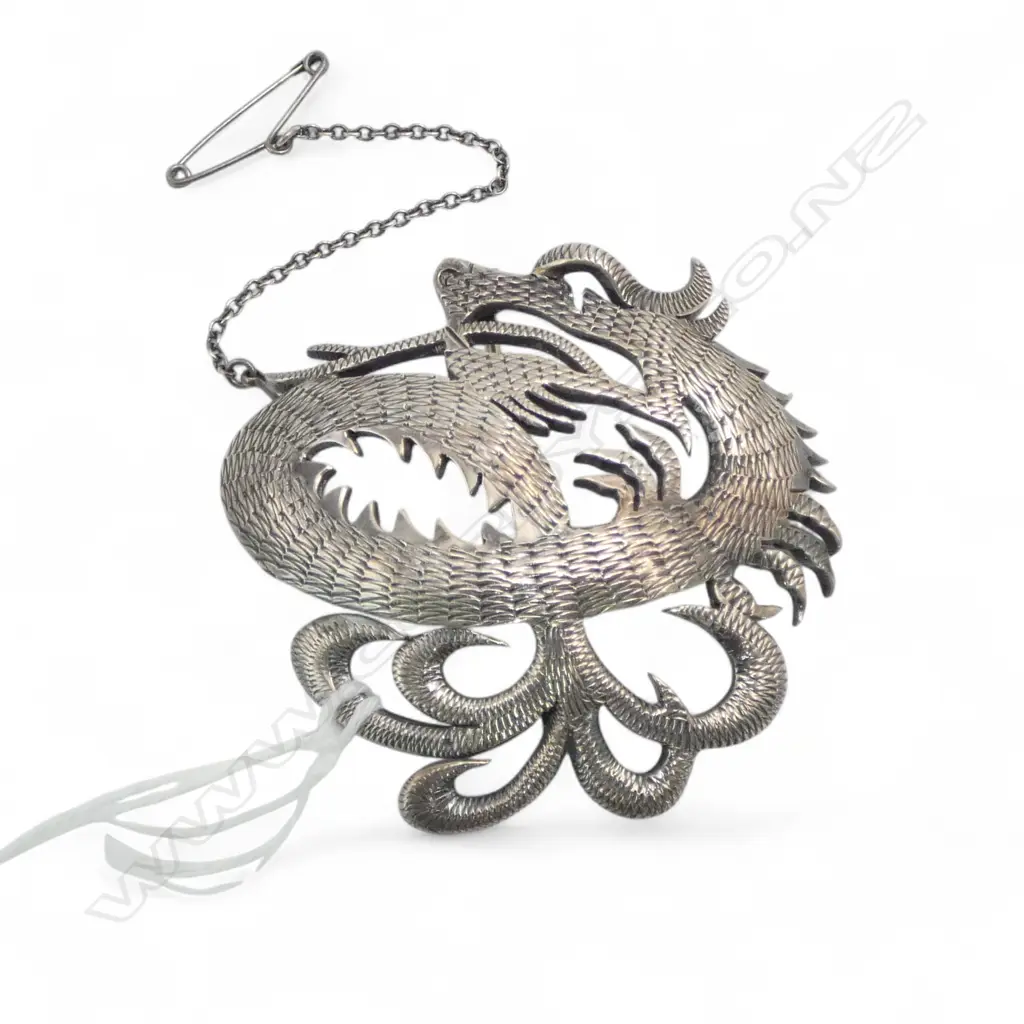 TONY BULLER STG SILVER DRAGON BROOCH 50mm dia Image 1++
