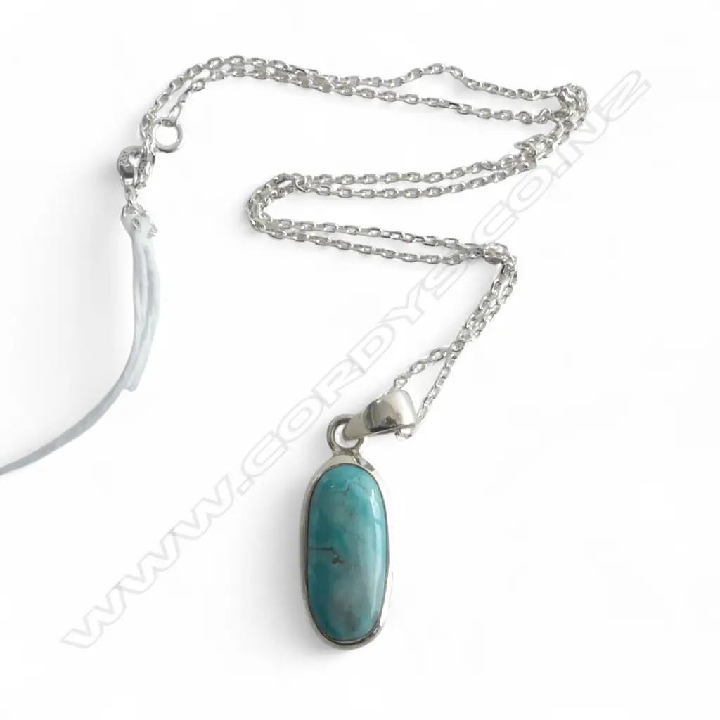 STG SILVER TURQUOISE ?PENDANT NECKLACE Image 1++