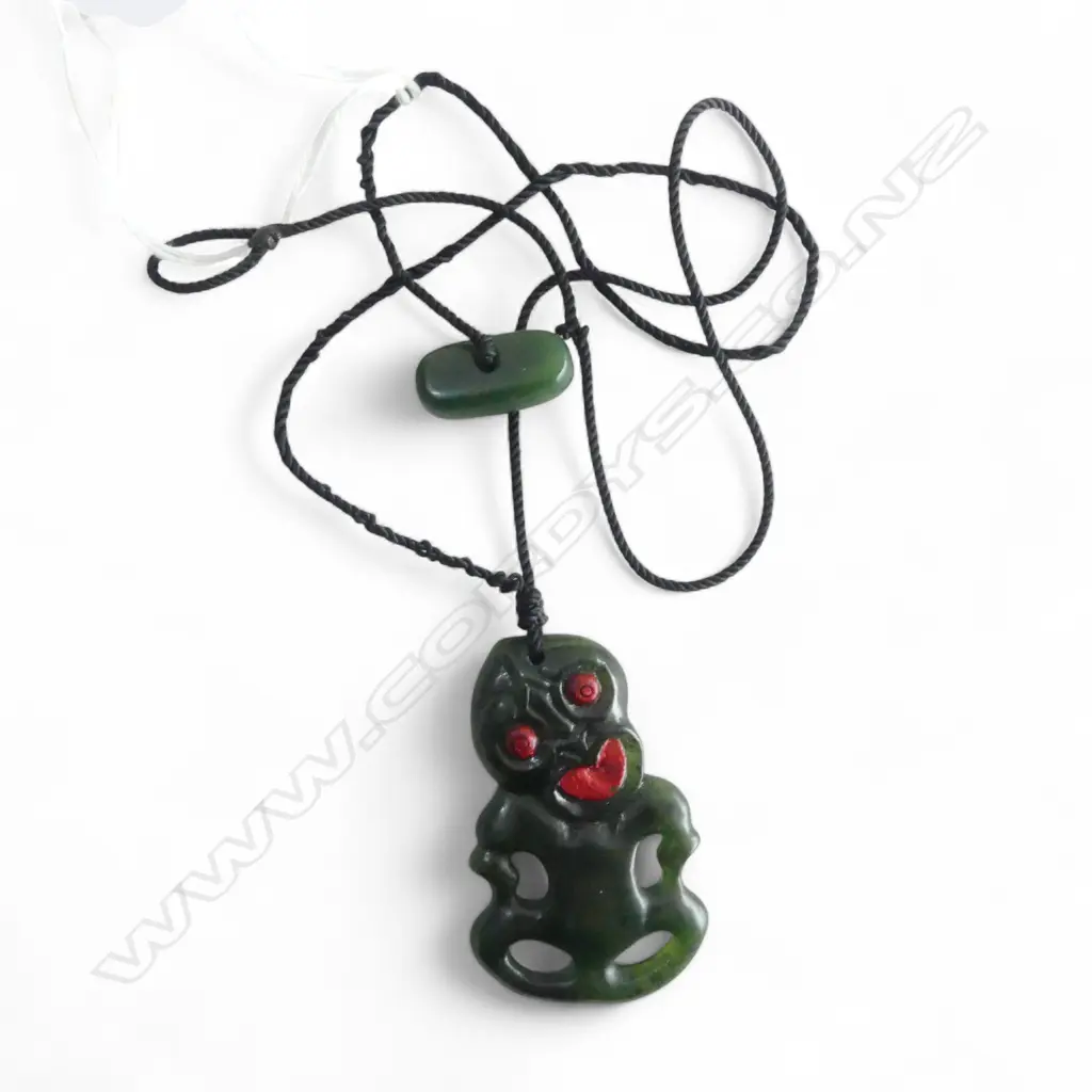 POUNAMU TIKI PENDANT NECKLACE 50x30mm Image 1++