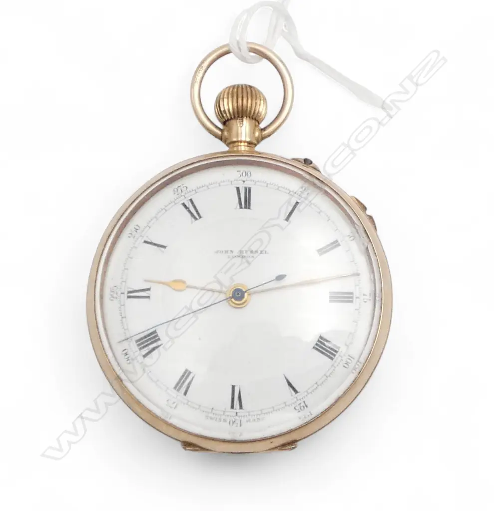 JOHN RUSSEL LONDON 9ct GOLD POCKET WATCH 79.62gms internal cover not gold, faults to glass Image 1++