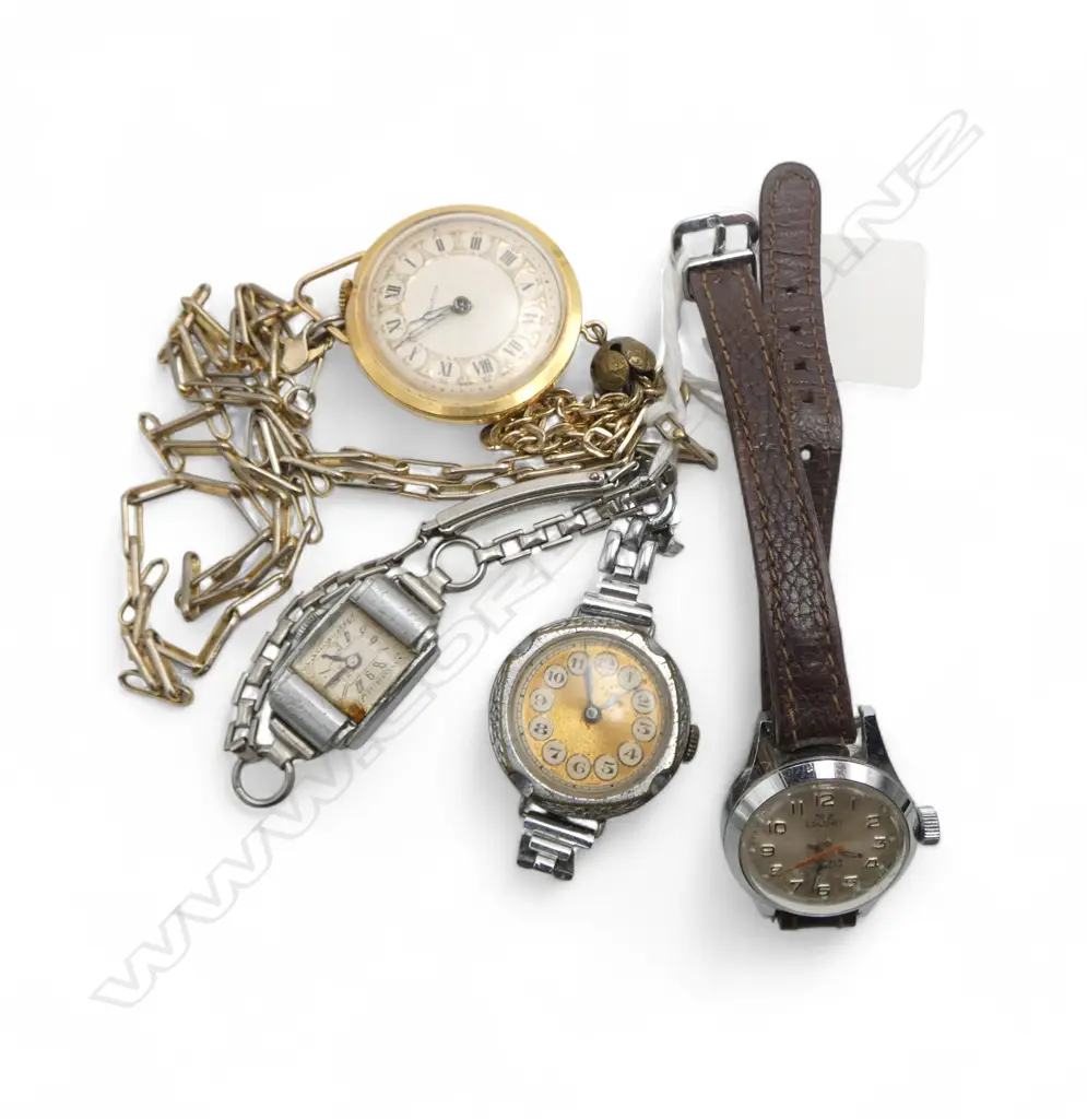 3 VINTAGE LADIES WRIST WATCHES & WESTCLOX PENDANT WATCH Image 1++