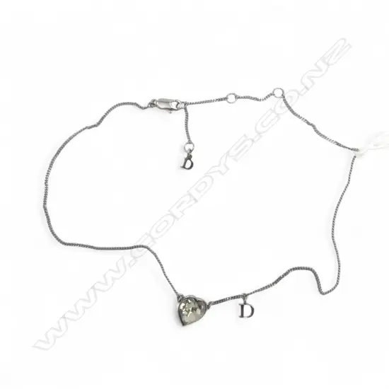 CHRISTIAN DIOR HEART CHARM NECKLACE, L.400mm
