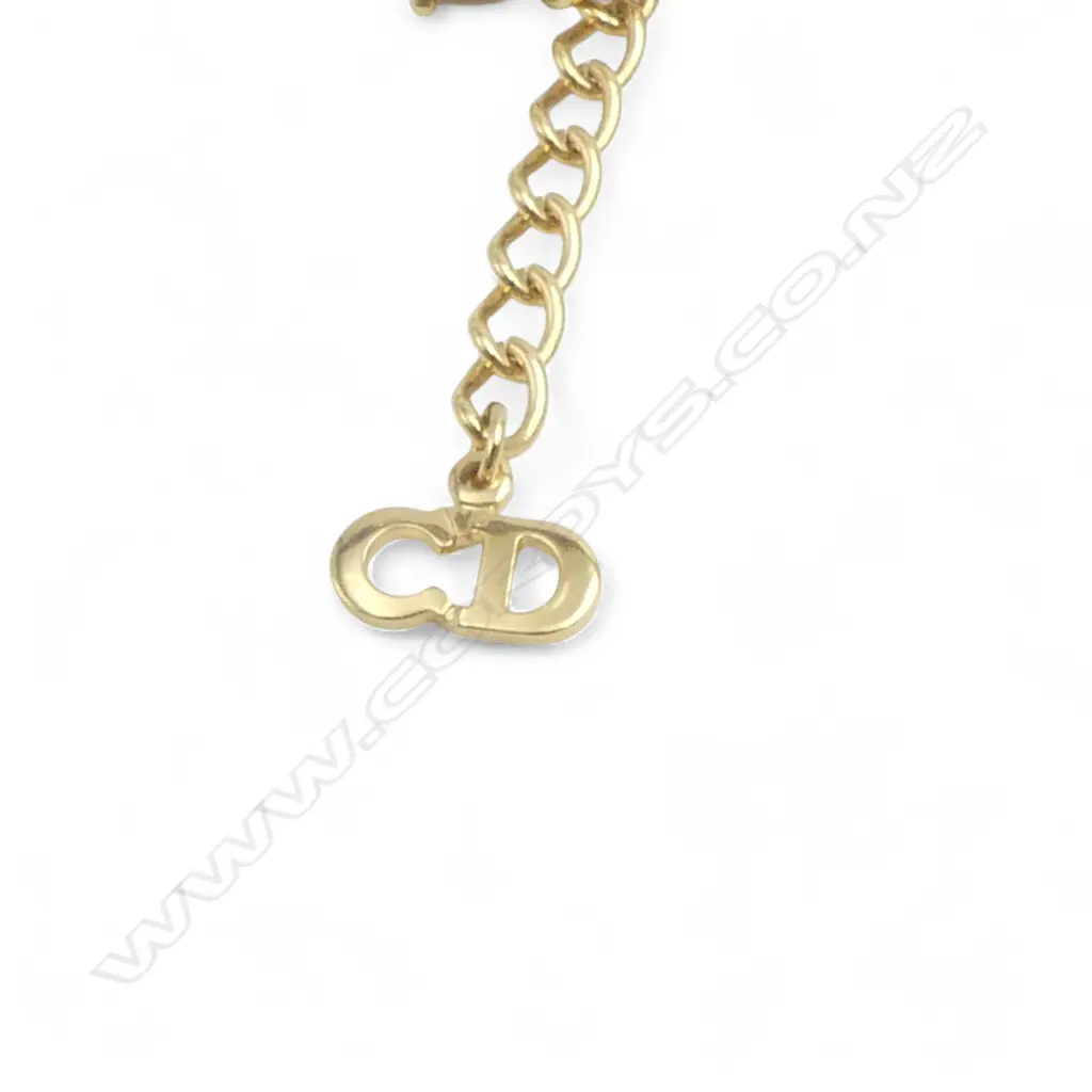 CHRISTIAN DIOR NECKLACE w DIOR LOGO LINK, GOLD TONE, L.400mm Image 1++