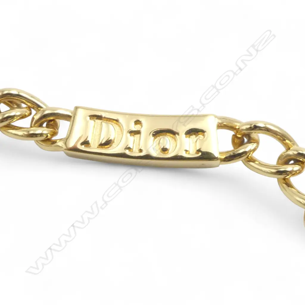 CHRISTIAN DIOR NECKLACE w DIOR LOGO LINK, GOLD TONE, L.400mm Image 1++