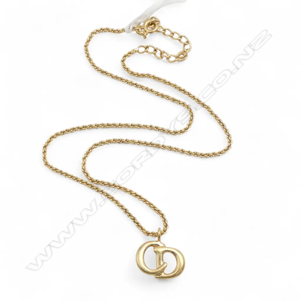 CHRISTIAN DIOR GP CD MONOGRAM PENDANT NECKLACE Image 1++