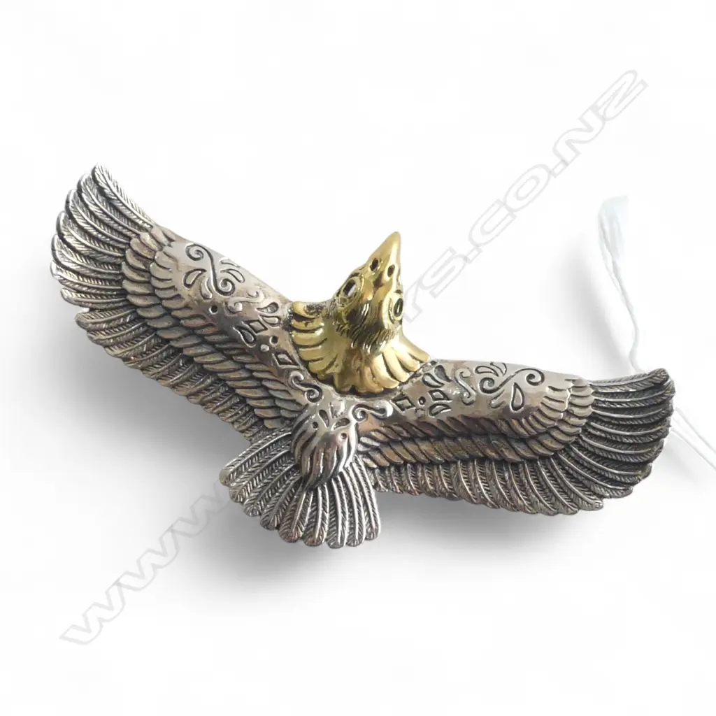 925 SILVER 'GOOD VIBRATIONS' EAGLE PENDANT W.75mm 14.3gms Image 1++