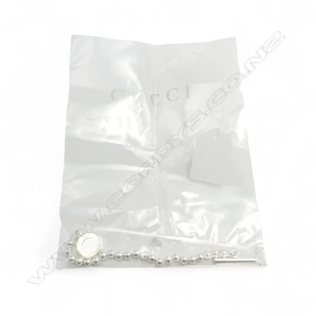 GUCCI SILVER BRACELET, still sealed in packaging, v sml size, L.120mm Image 1++