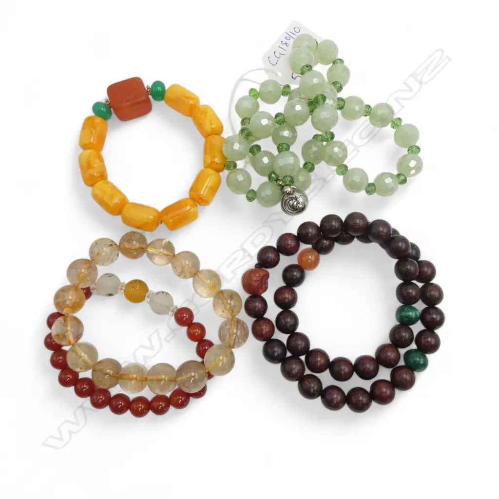 2 BEAD NECKLACES + 3 BRACELETS Image 1++