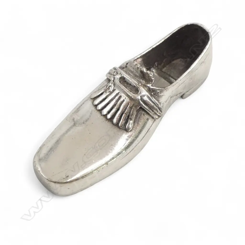 ITALIAN HEAVY SILVER MINIATURE LOAFER SHOE 23gms Image 1++