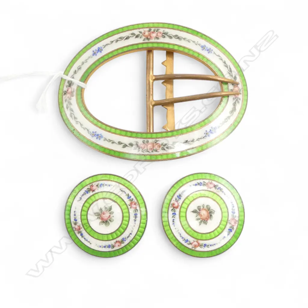 C1900 ENAMELLED  BELT BUCKLE + 2 BUTTONS Image 1++