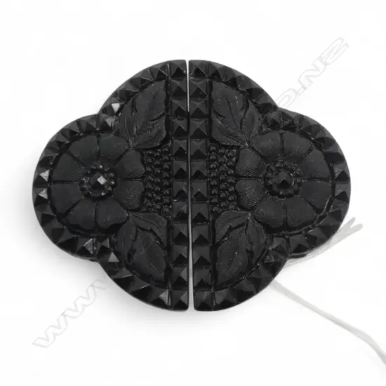 BLACK JET VICTORIAN BELT BUCKLE