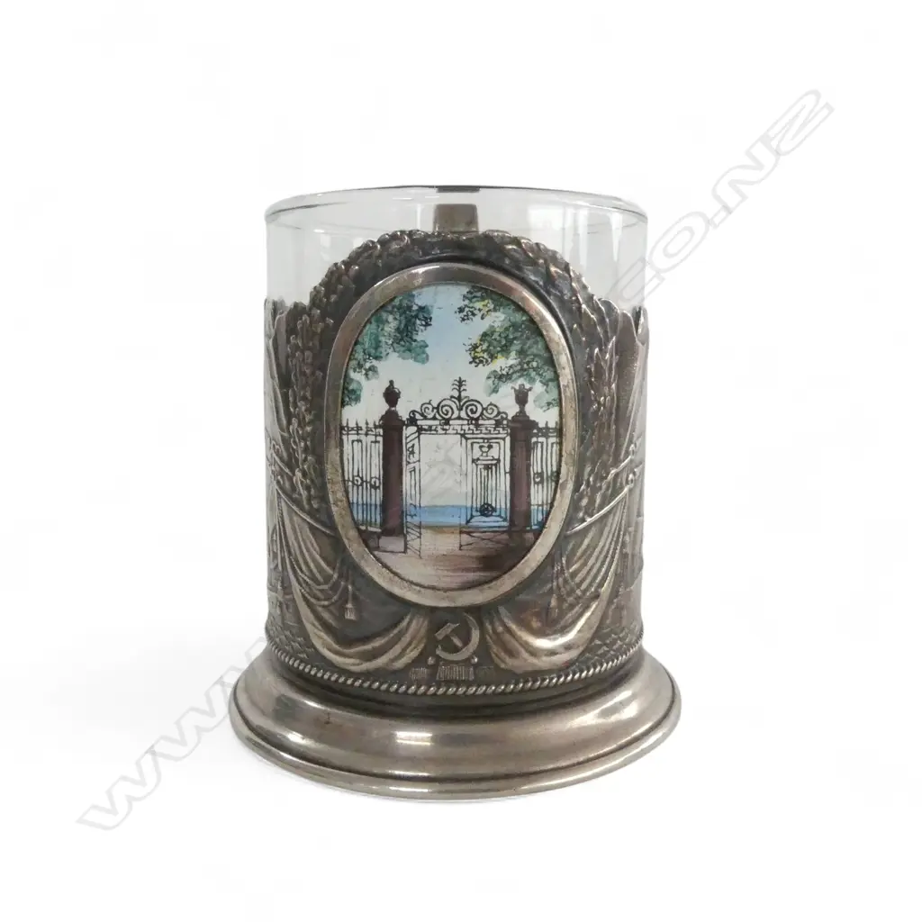 RUSSIAN PODSTAKANNIK CUP; EP HOLDER w. GLASS LINER H.100mm Image 1++