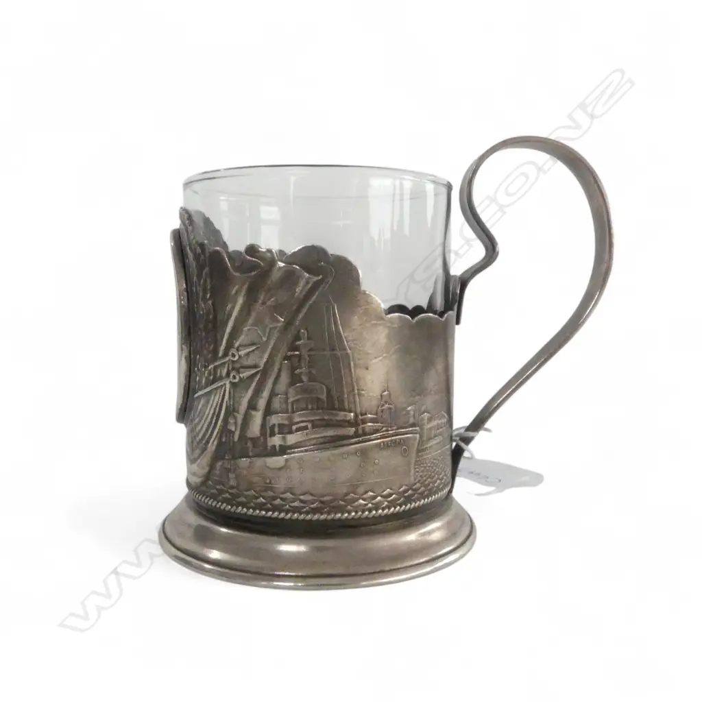 RUSSIAN PODSTAKANNIK CUP; EP HOLDER w. GLASS LINER H.100mm Image 1++