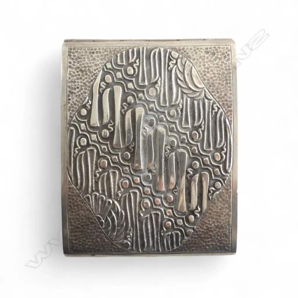 800 SILVER CIGARETTE CASE, ABSTRACT DESIGN, stamped 800 & mark to rear, 110.52gm Image 1++