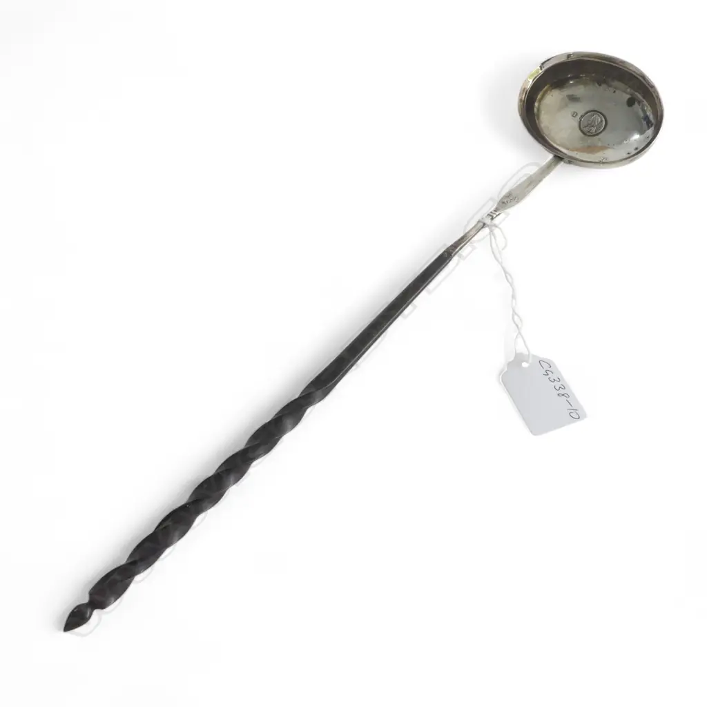 GEORGIAN SILVER COIN TODDY LADLE BALEEN HANDLE, L.330mm Image 1++