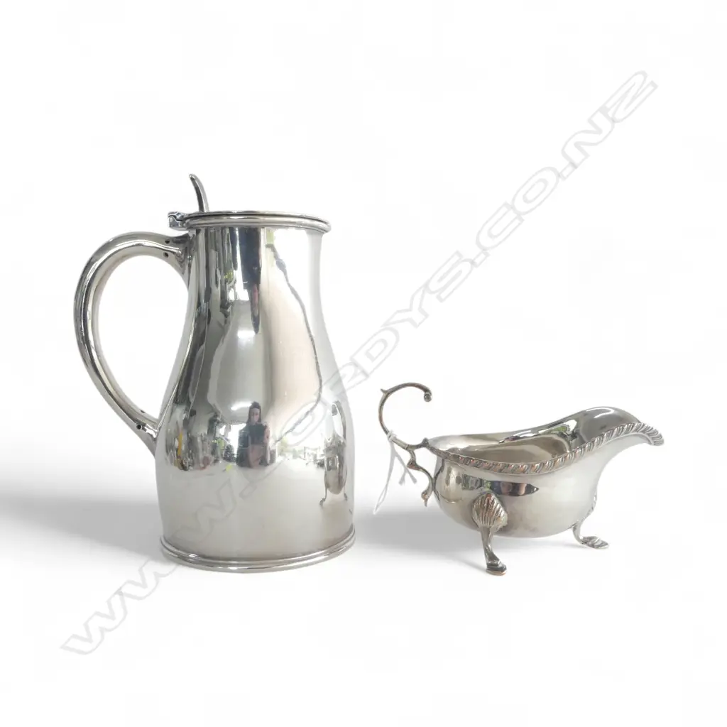 EP JUG H.180mm & SILVER OVER COPPER SAUCE BOAT Image 1++