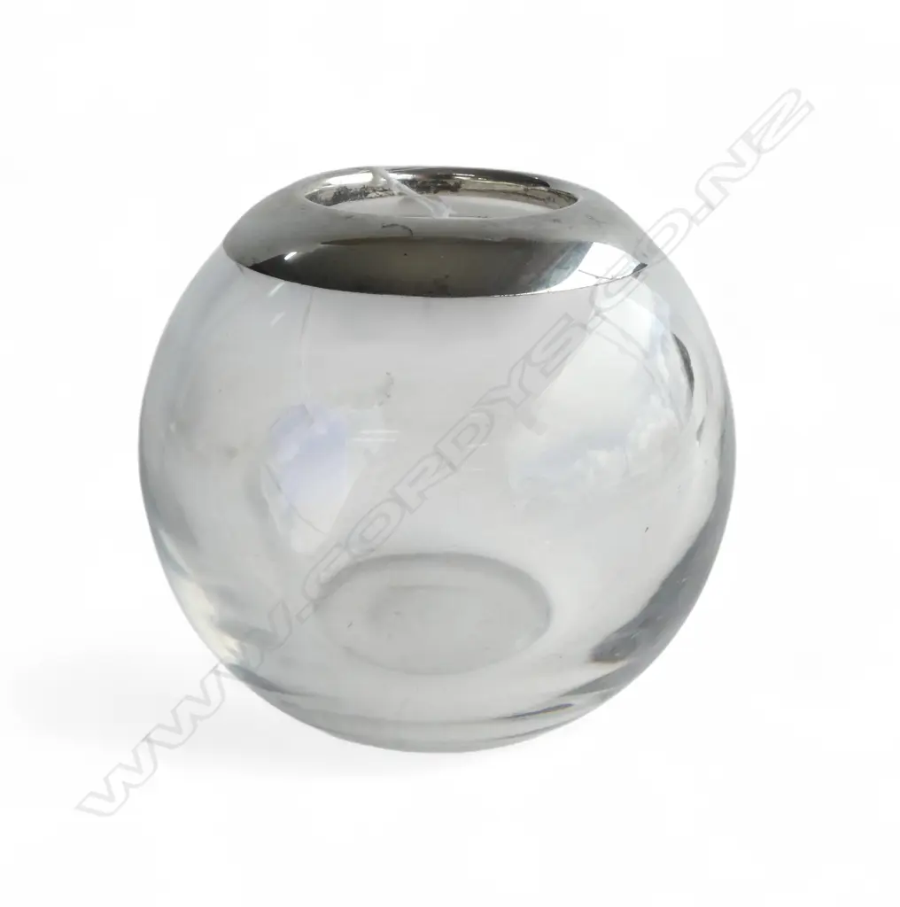 GLASS VASE w. STG SILVER RIM H.120mm Image 1++