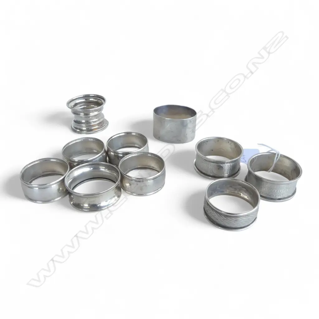 10 ASST. STG SILVER NAPKIN RINGS 131gms Image 1++