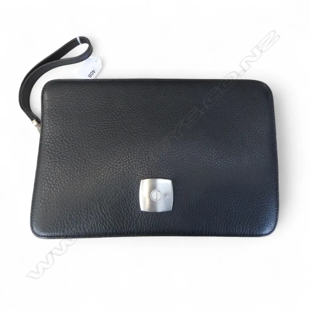 DUNHILL BLACK LEATHER CLUTCH BAG WITH DUST BAG 240 x 70 x 165mm Image 1++