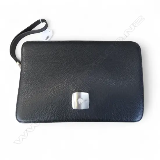 DUNHILL BLACK LEATHER CLUTCH BAG WITH DUST BAG 240 x 70 x 165mm