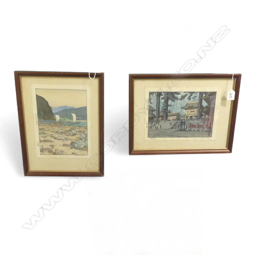 2 FRAMED SHIN-HANGA PRINTS by YOSHIDA TOSHI (1911-195); 'NIKKO' & 'TENRYU RIVER'. 270x200mm signed by artist, foxed Image 1++