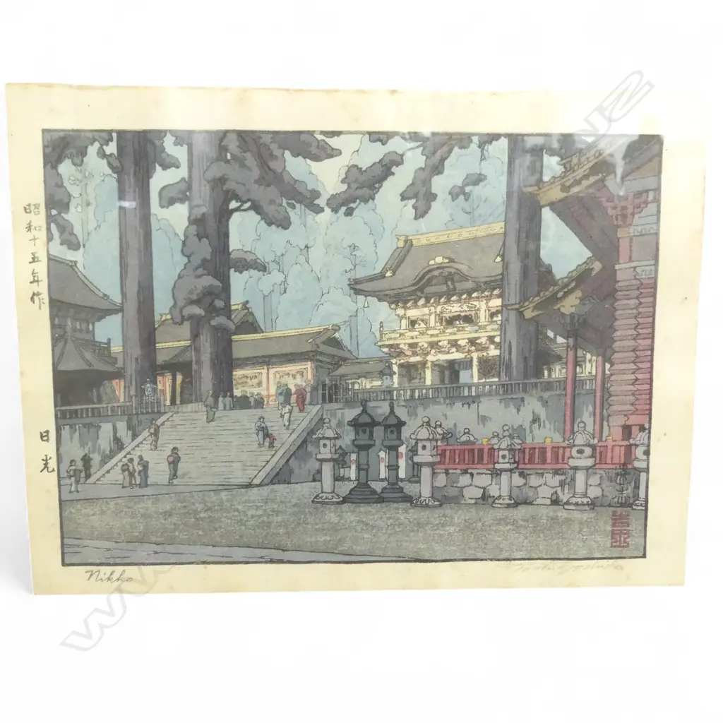 2 FRAMED SHIN-HANGA PRINTS by YOSHIDA TOSHI (1911-195); 'NIKKO' & 'TENRYU RIVER'. 270x200mm signed by artist, foxed Image 1++